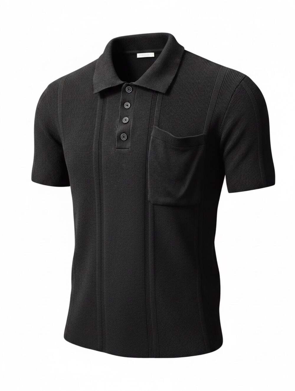 Original Weatherproof Vintage Mens Black Short Sleeve Ribbed Knit Polo Size XL